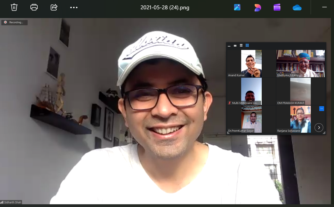 Chief Mentor Shri Siddharth Shah during the BRC-5 online session on 28 May 2021